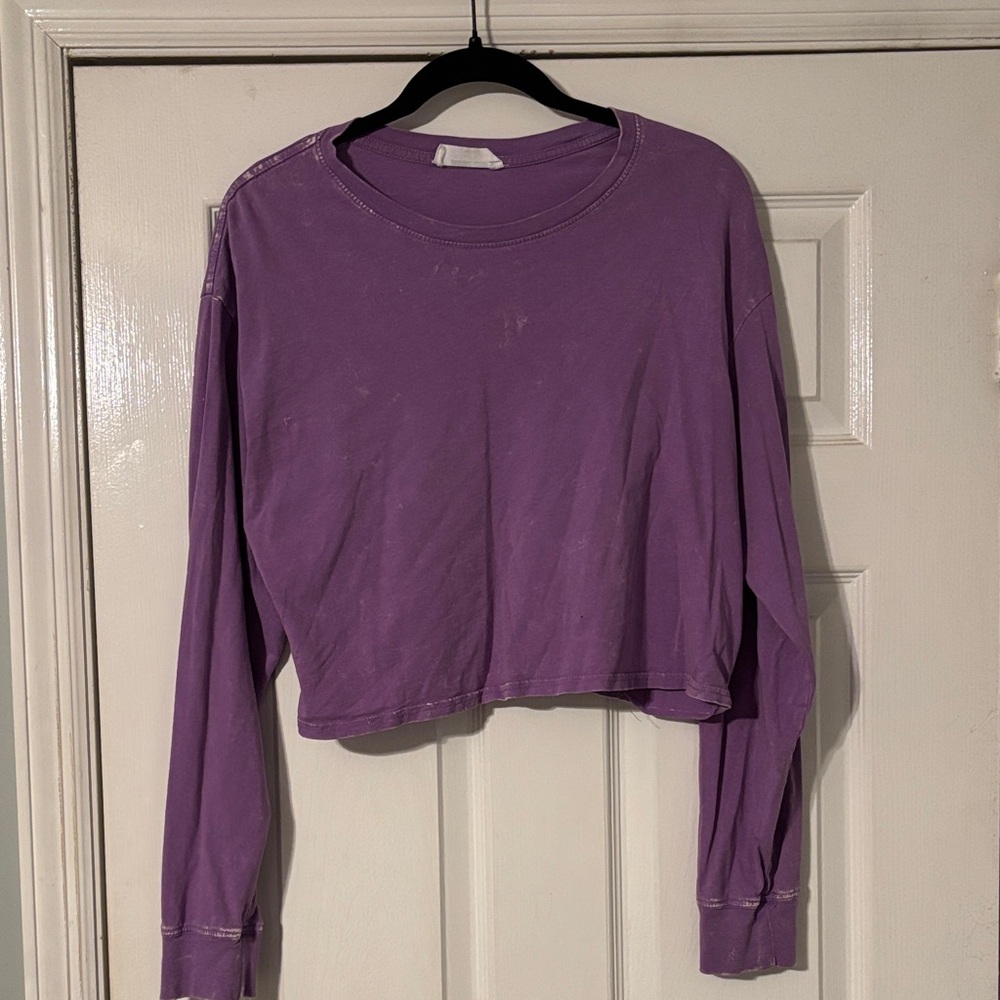 Double Zero Violet Long Sleeve Crop Top